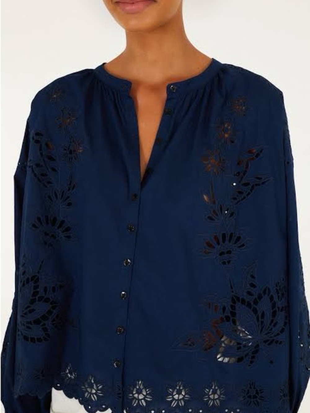 Farm Rio Navy Artisanal Blouse